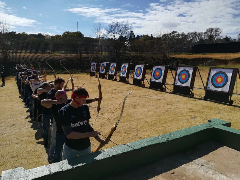 Corporate team on the shooting line